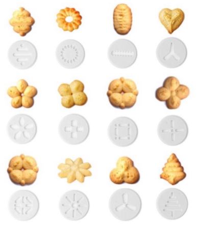 กระบอกกดคุกกี้พลาสติก พร้อมหัวบีบคุกกี้ 12 ลาย และหัวบีบครีมแต่งเค้ก 6 แบบ