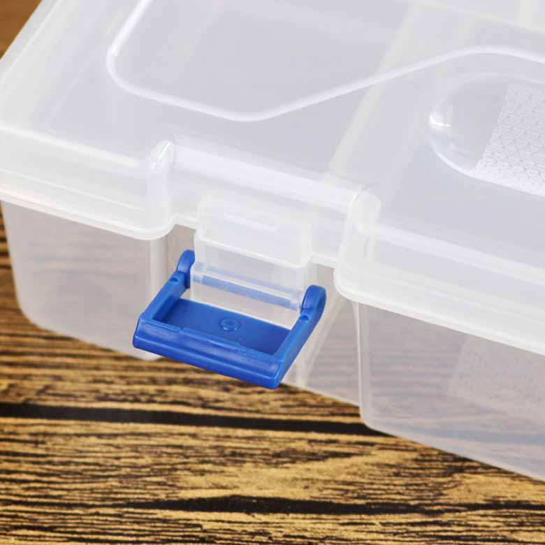 กล่องพลาสติกใสเก็บอุปกรณ์ 2 ชั้น 8 ช่อง ขนาด 23x15x6cm กล่องพลาสติกใส่อุปกรณ์ สินค้าพร้อมส่งในไทย