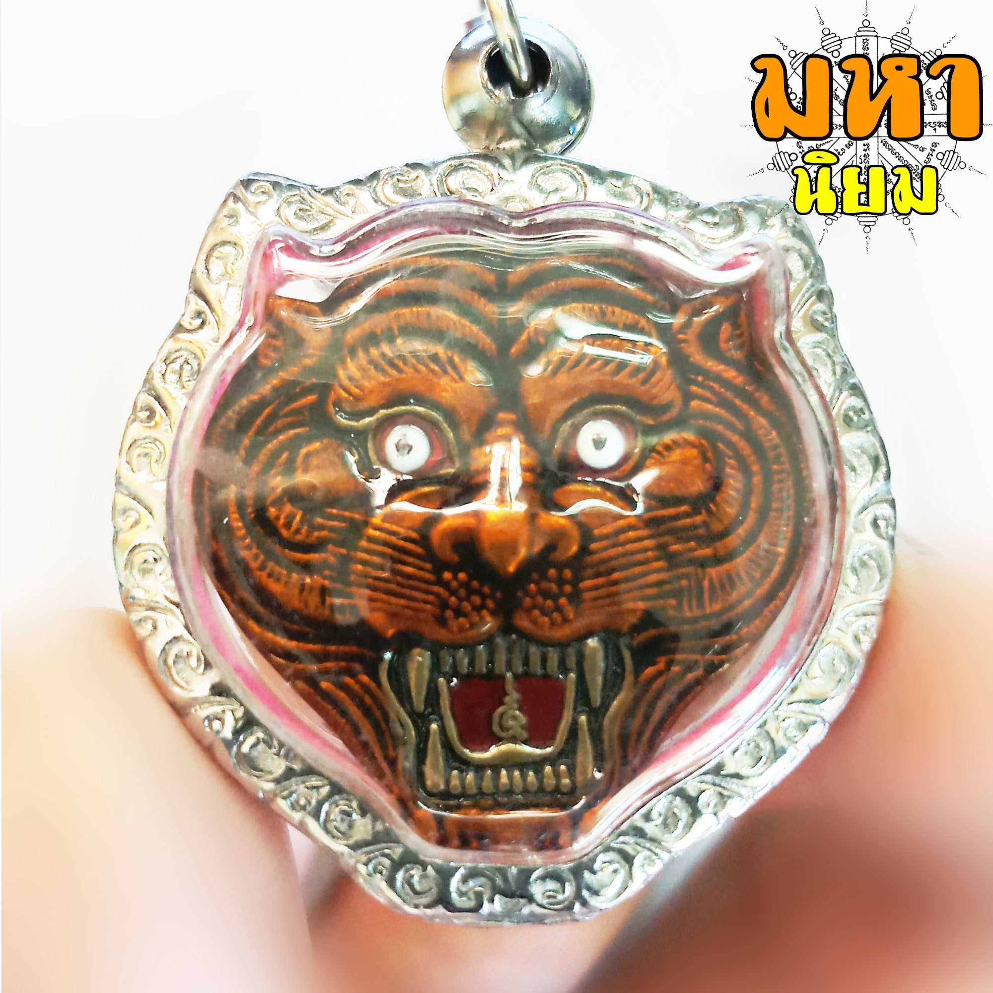 เหรียญหน้าเสือ ลงยาสี หลวงพ่อเปิ่น วัดบางพระ เลี่ยมกรอบอย่างดี