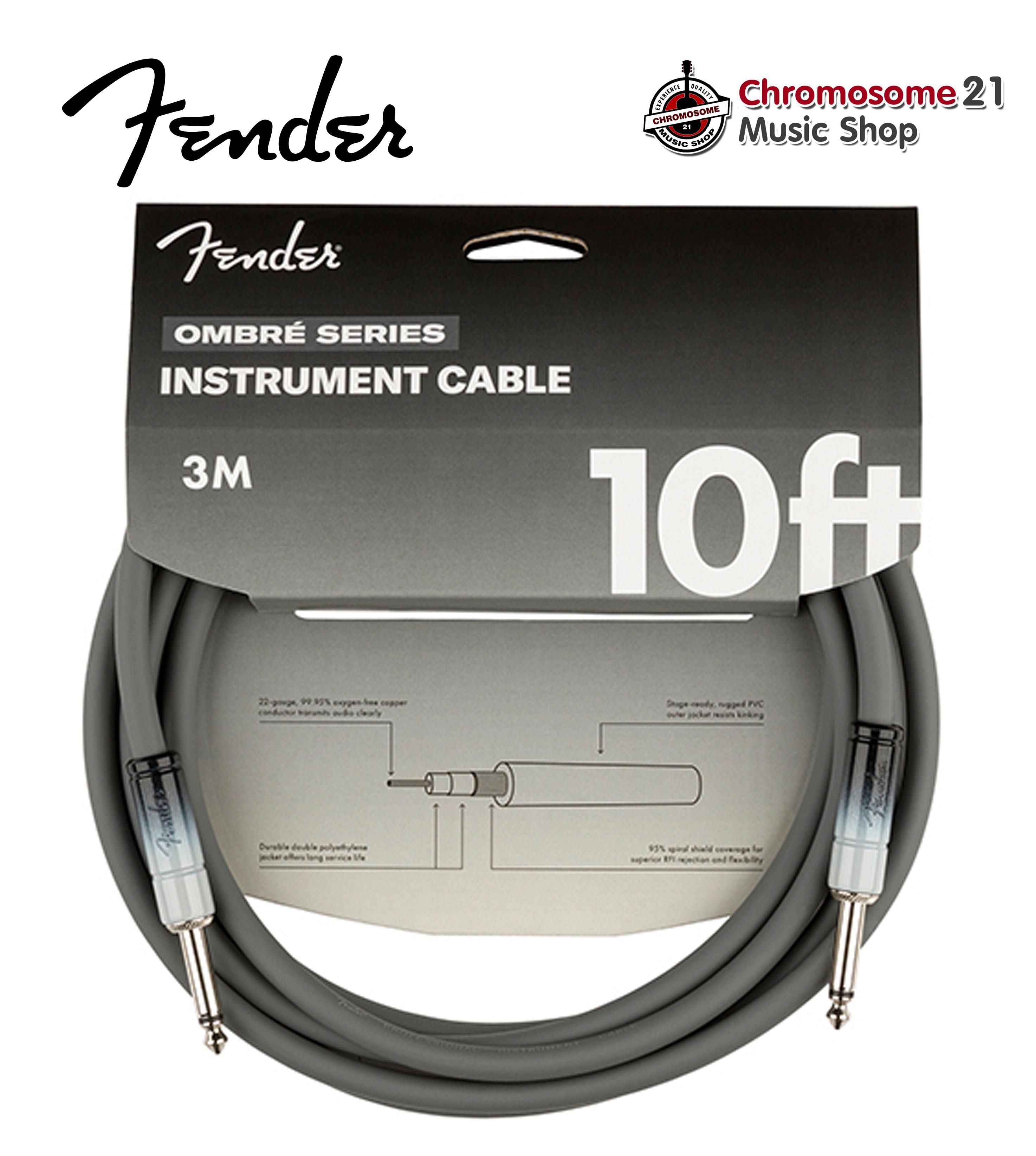 สายแจ็ค FENDER OMBRE INST CABLES 3เมตร สี Silver Smoke