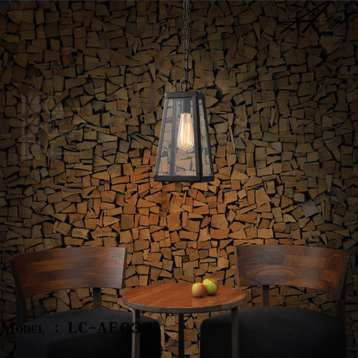 โคมไฟห้อยเพดานทรงกล่องกระจกสี่เหลี่ยม