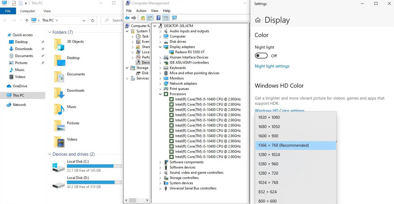 PC Set Cougar i5-10400 RX5500XT