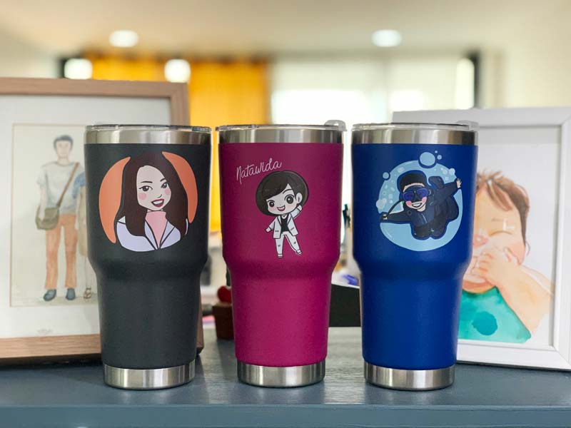 แก้วทรง YETI พิมพ์รูปวาดภาพสีน้ำ