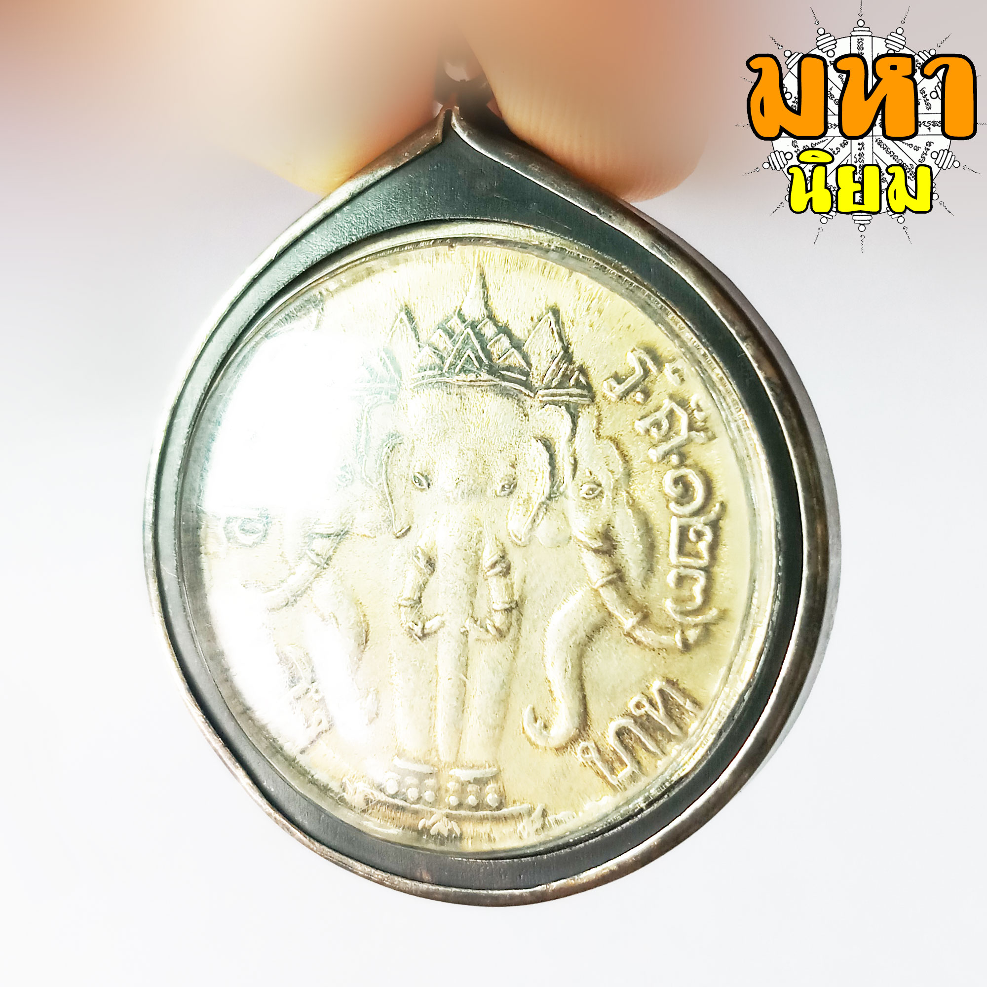 เหรียญจุฬาลงกรณ์ ช้าง 3 เศียร เลี่ยมกรอบโลหะ (ไม่สามารถใช้จ่ายได้)