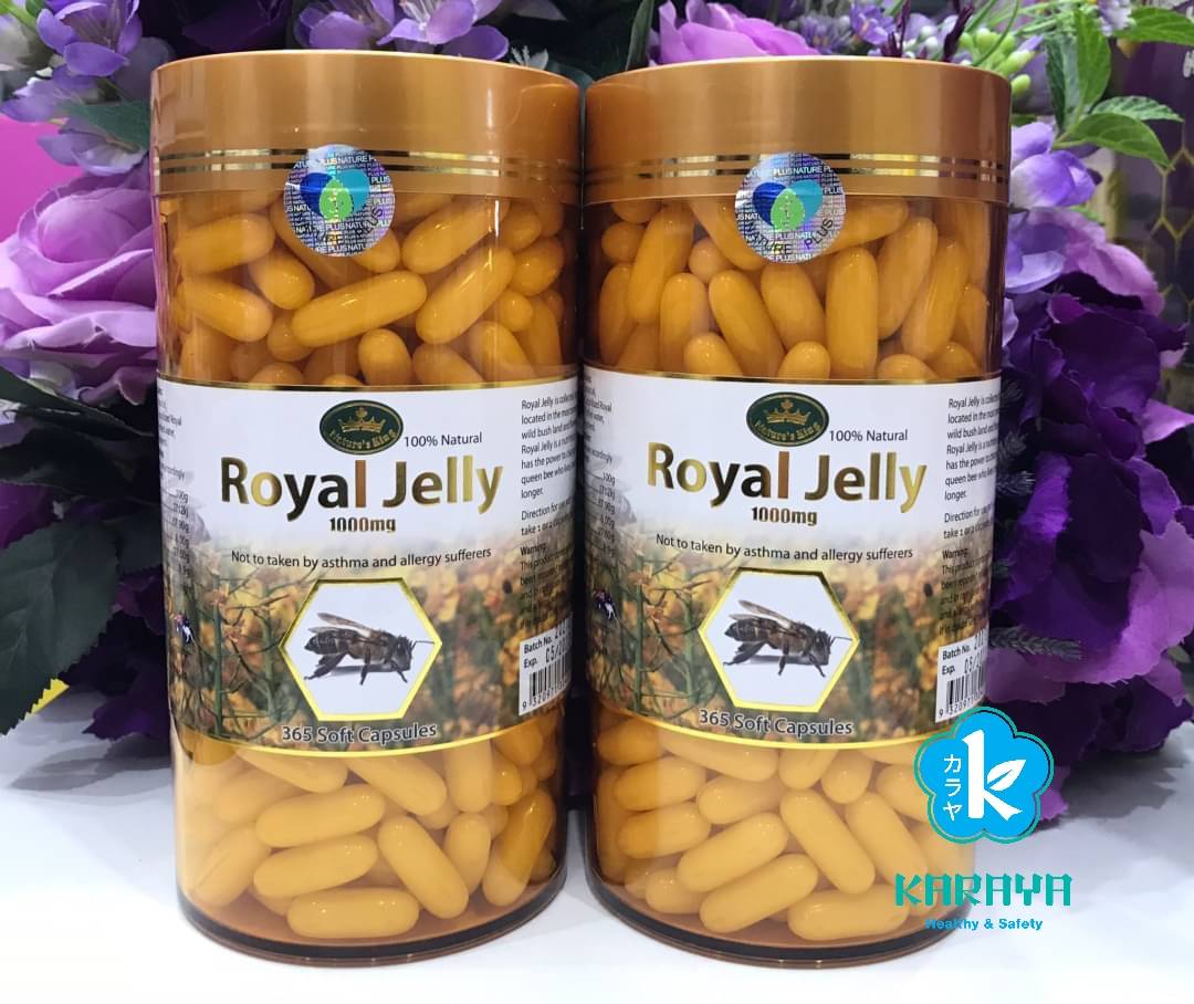 พร้อมส่งนมผึ้งรอยัลเจลลี่ royal jelly (365 เม็ด)ขวดใหญ่คุ้มสุดอาหารเสริมนมผึ้งของแท้100% Nature King Royal Jellyจากออสเตรเลีย แหล่งอุดมของวิตามินบีรวม