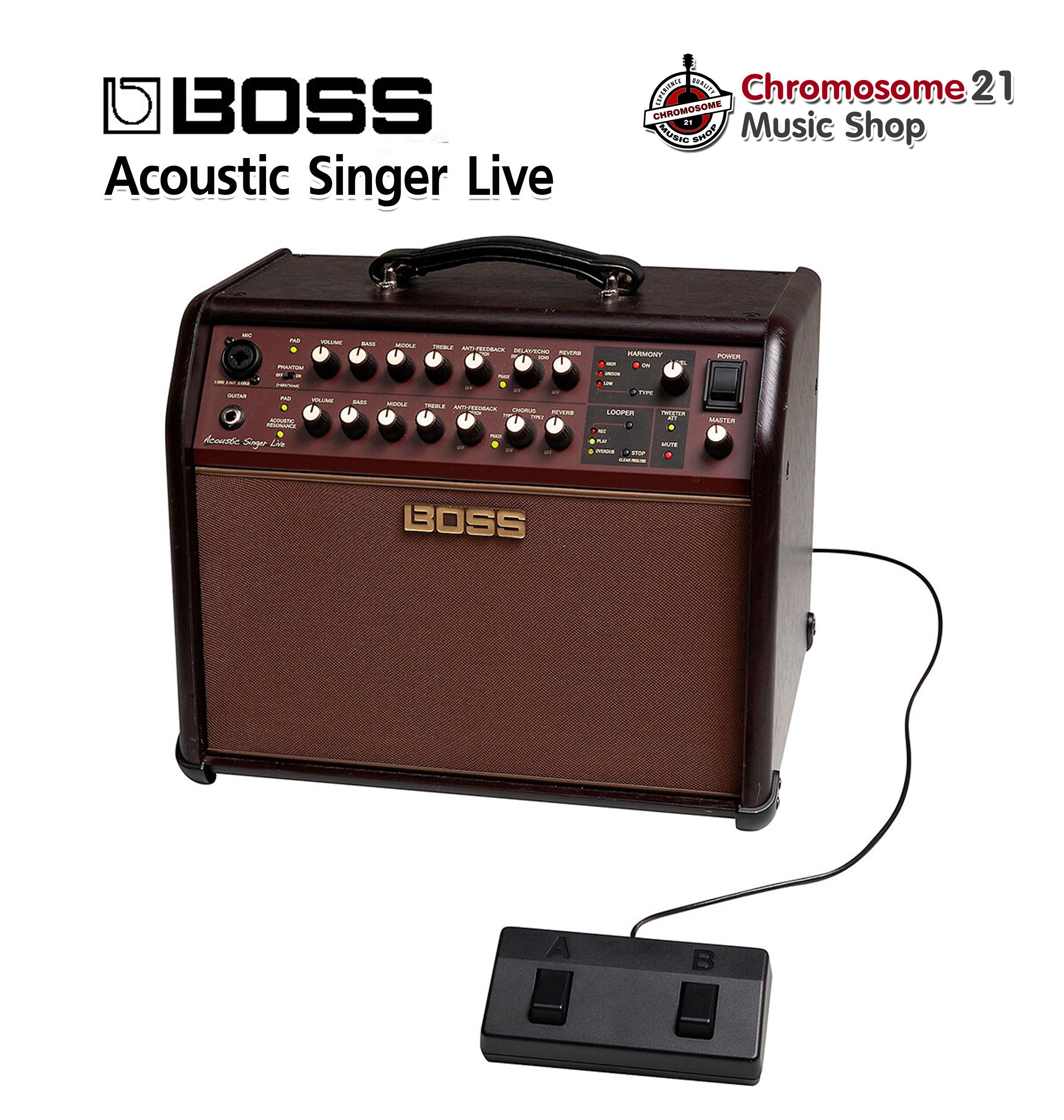 แอมป์อคูสติก Boss Acoustic Singer Live 60 วัตต์ ต่อได้ทั้งไมค์และกีตาร์ มีเอฟเฟค ลูป เสียงประสานในตัว + ฟรี คู่มือ & ฟุตสวิทช์