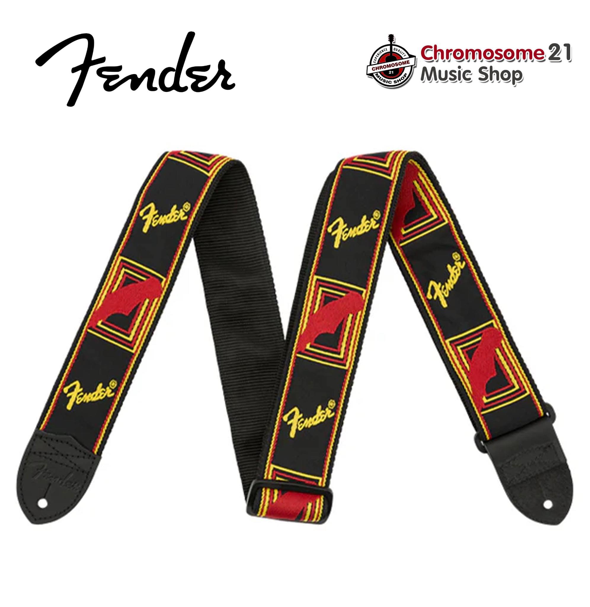สายสะพายกีตาร์ Fender Monogrammed ขนาด 2 นิ้ว MADE IN CANADA. ของแท้ 100% สี(ดำ/เหลื่อง/แดง)