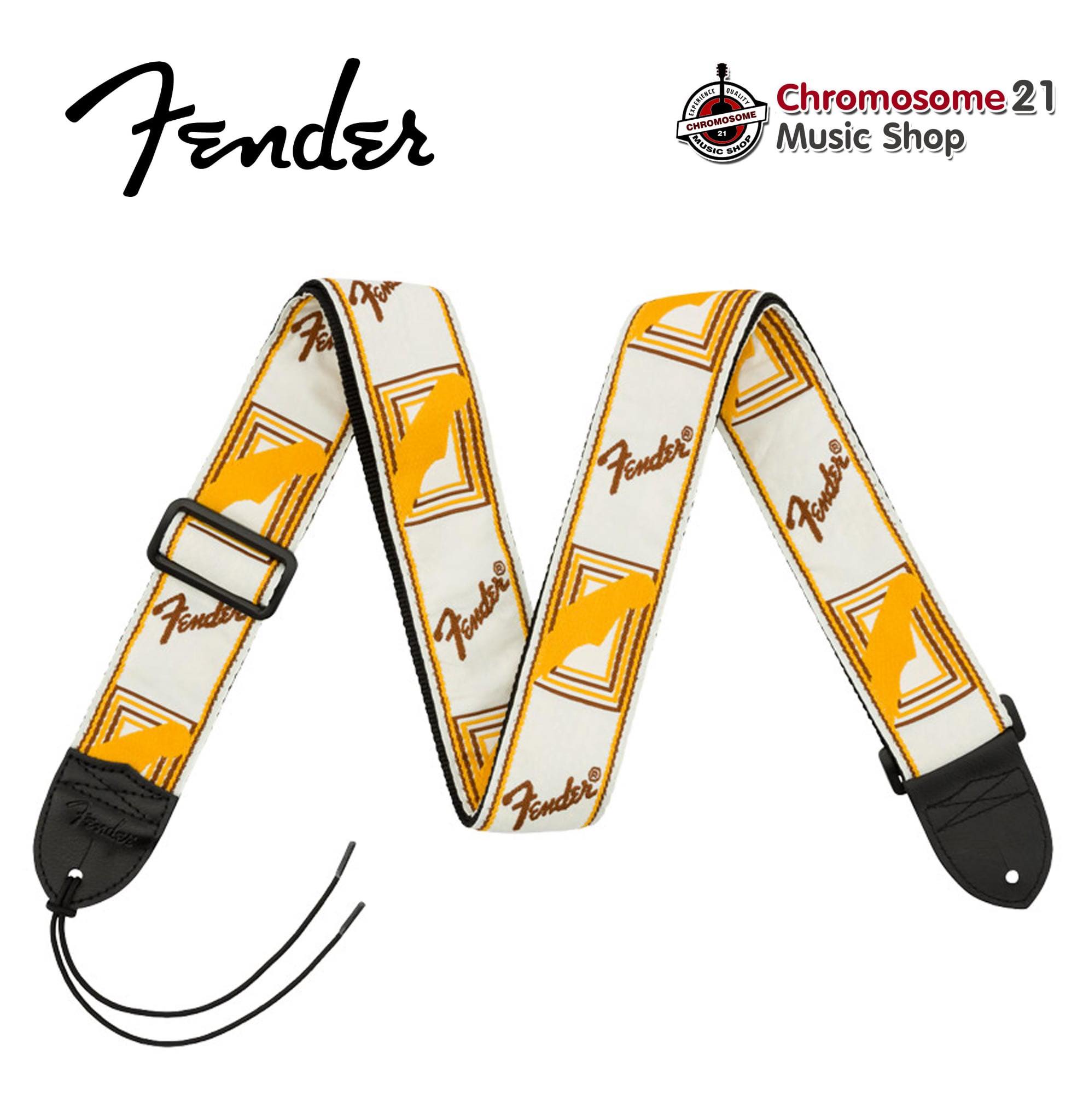 สายสะพายกีตาร์ Fender Monogrammed ขนาด 2 นิ้ว MADE IN CANADA. ของแท้ 100% สี(ขาว/เหลื่อง/น้ำตาล)