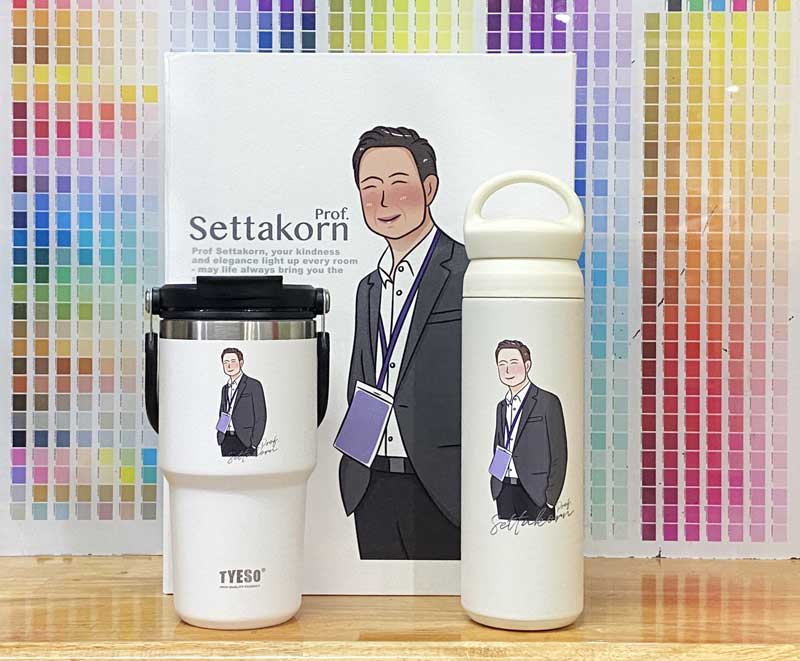 ชุดของขวัญ แก้ว กระบอกน้ำพิมพ์ลายการ์ตูนบุคคล
