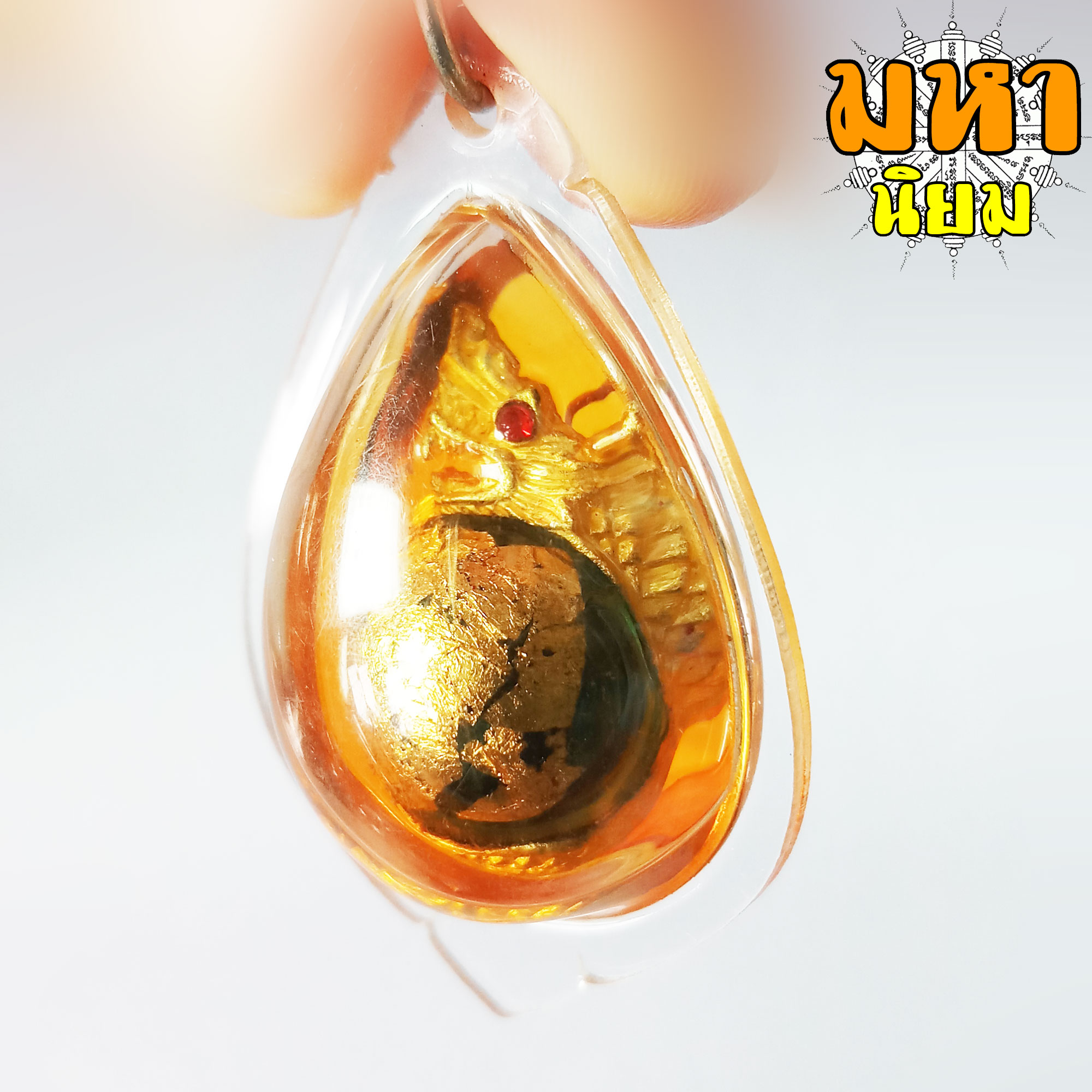 พญานาค คาบลูกแก้ว แช่น้ำมันจันทร์ วัดป่าคำชะโนด จ.อุดรธานี เลี่ยมกรอบอย่างดี