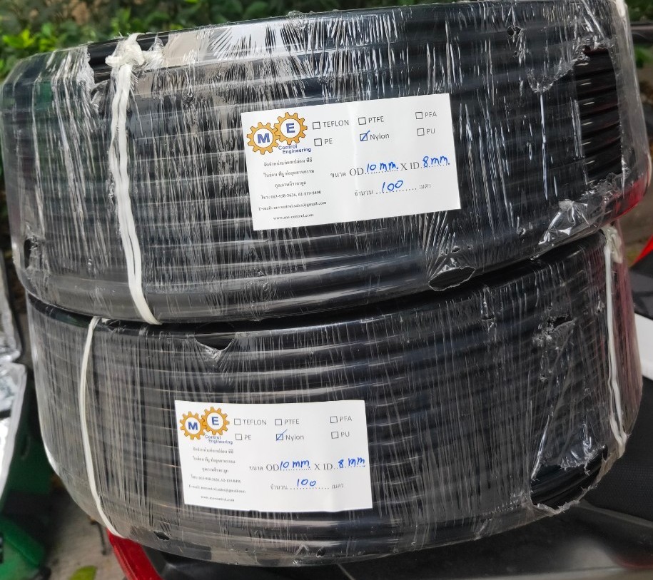 4.ท่อไนล่อน Nylon Tube สีขาว,สีดำ ขนาด 8x10 mm. (8x10มม.)