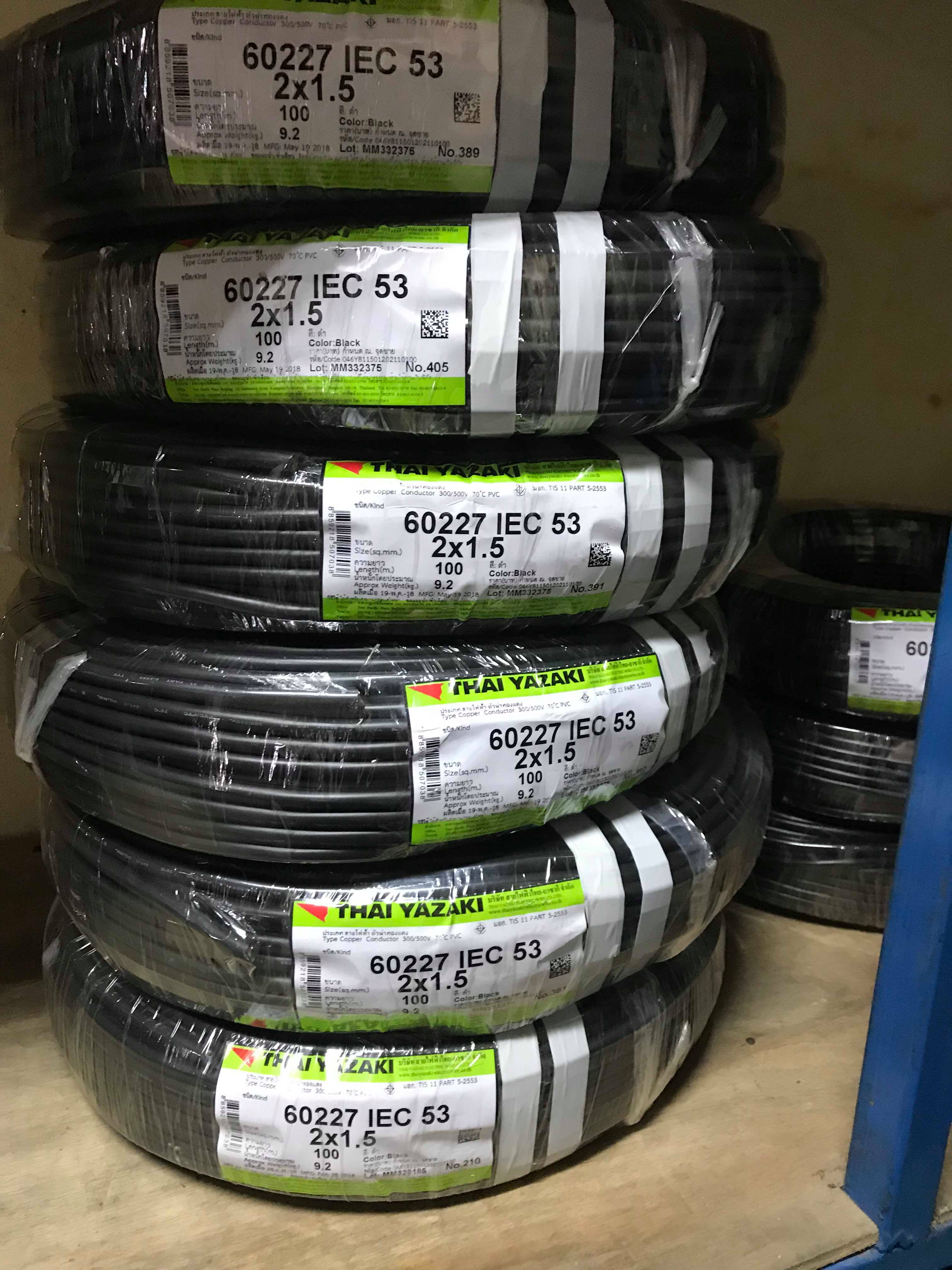 YAZAKI สายไฟ VCT IEC53 สีดำ 100เมตร/ขด Black