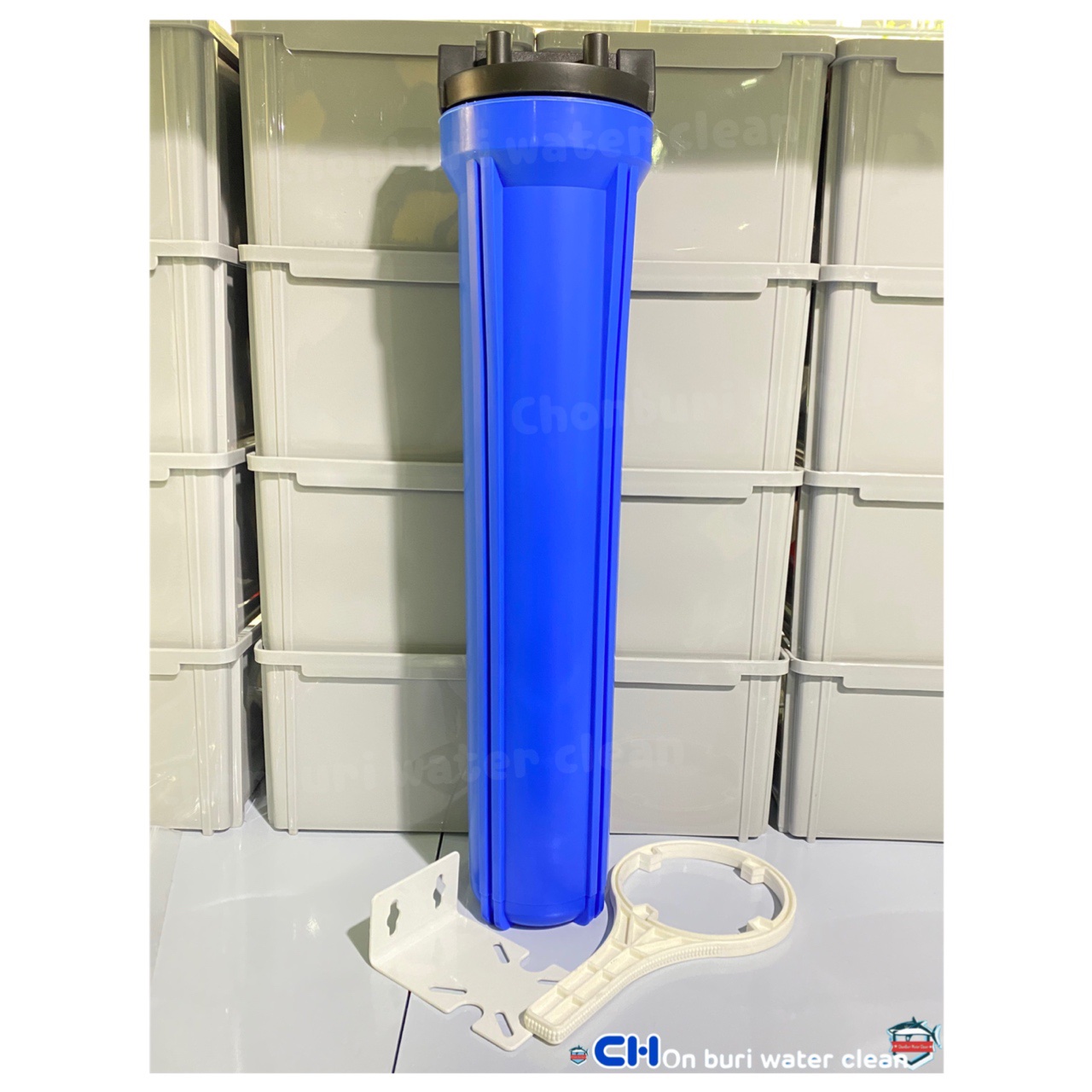 กระบอกกรองน้ำ Aquatek Housing ขนาด 20 นิ้ว สีน้ำเงิน ทางน้ำเข้าออก 4 หุน