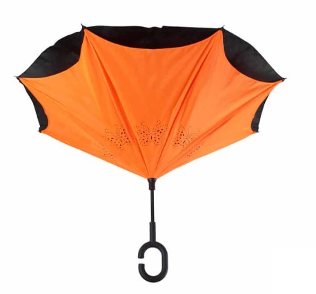 ร่มกลับด้าน สีส้ม (คละสี)