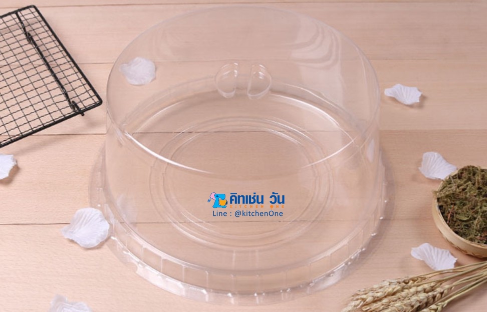 กล่องเค้กพลาสติกใส พร้อมฐานใส 3 ปอนด์ (แพ็คละ 5 ใบ) กล่องเค้กปอนด์ กล่องเค้กใส กล่องใส่เค้กกลม FA300