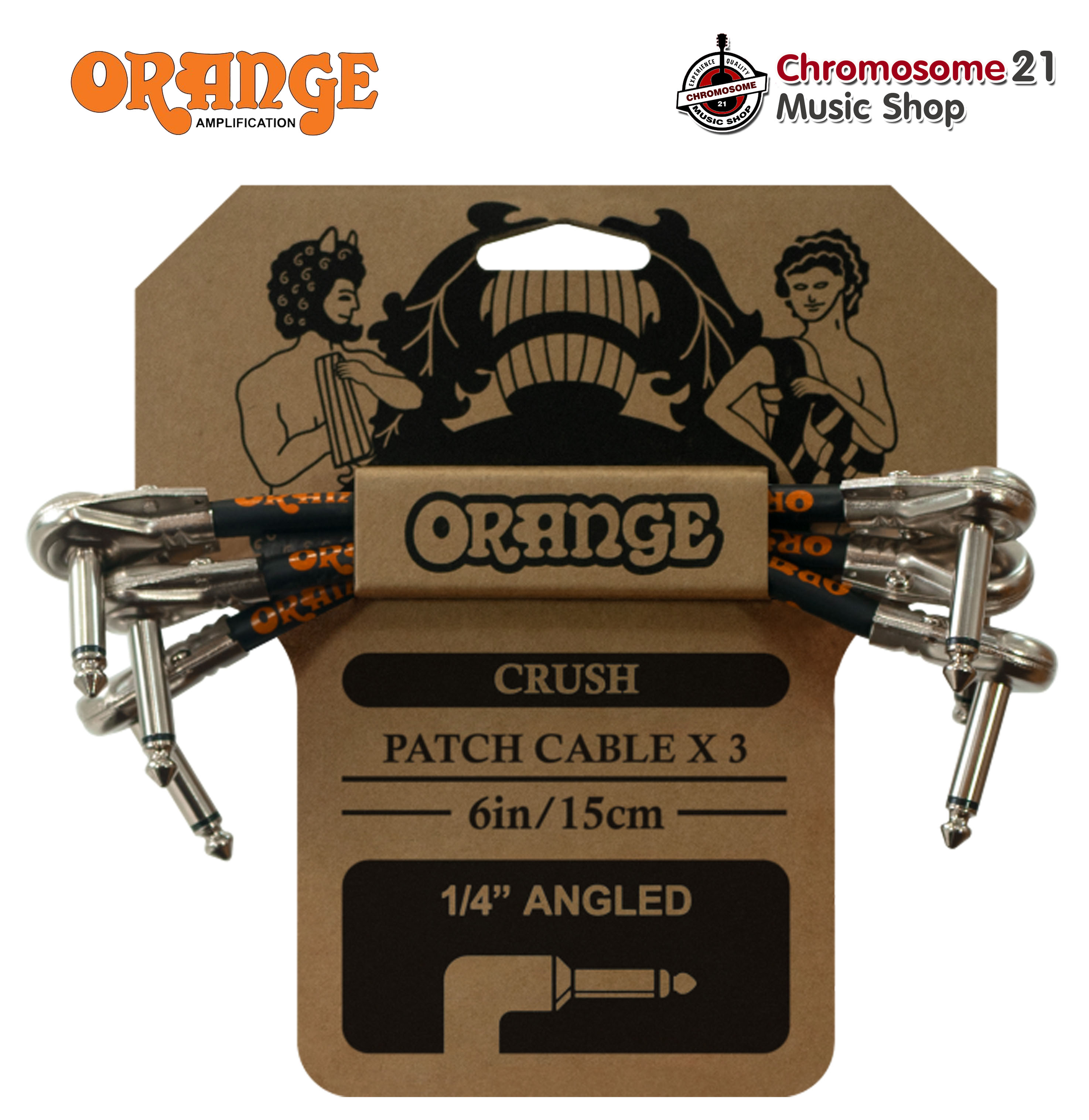สายพ่วงเอฟเฟค Orange CRUSH Patch/Pitch Cable ยาว 6นิ้ว แพ็ค 3 เส้น