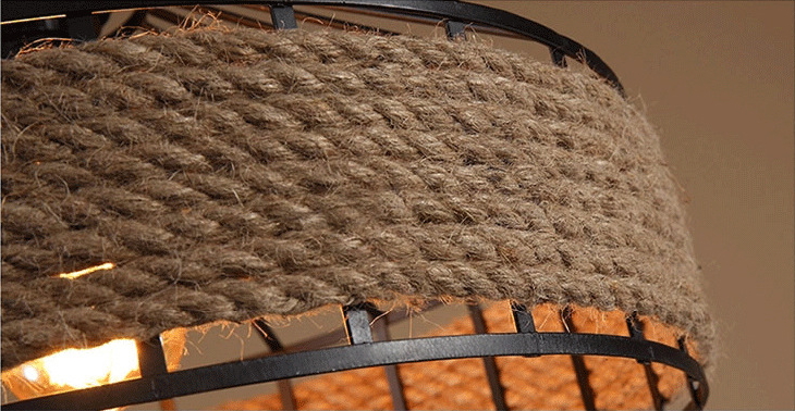 โคมไฟ American country พันเชือกลินิน ทรงกระโจม