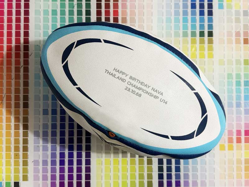 พิมพ์ชื่อบนลูกบอล พิมพ์ข้อความบนลูกบาส พิมพ์ชื่อลูกรักบี้