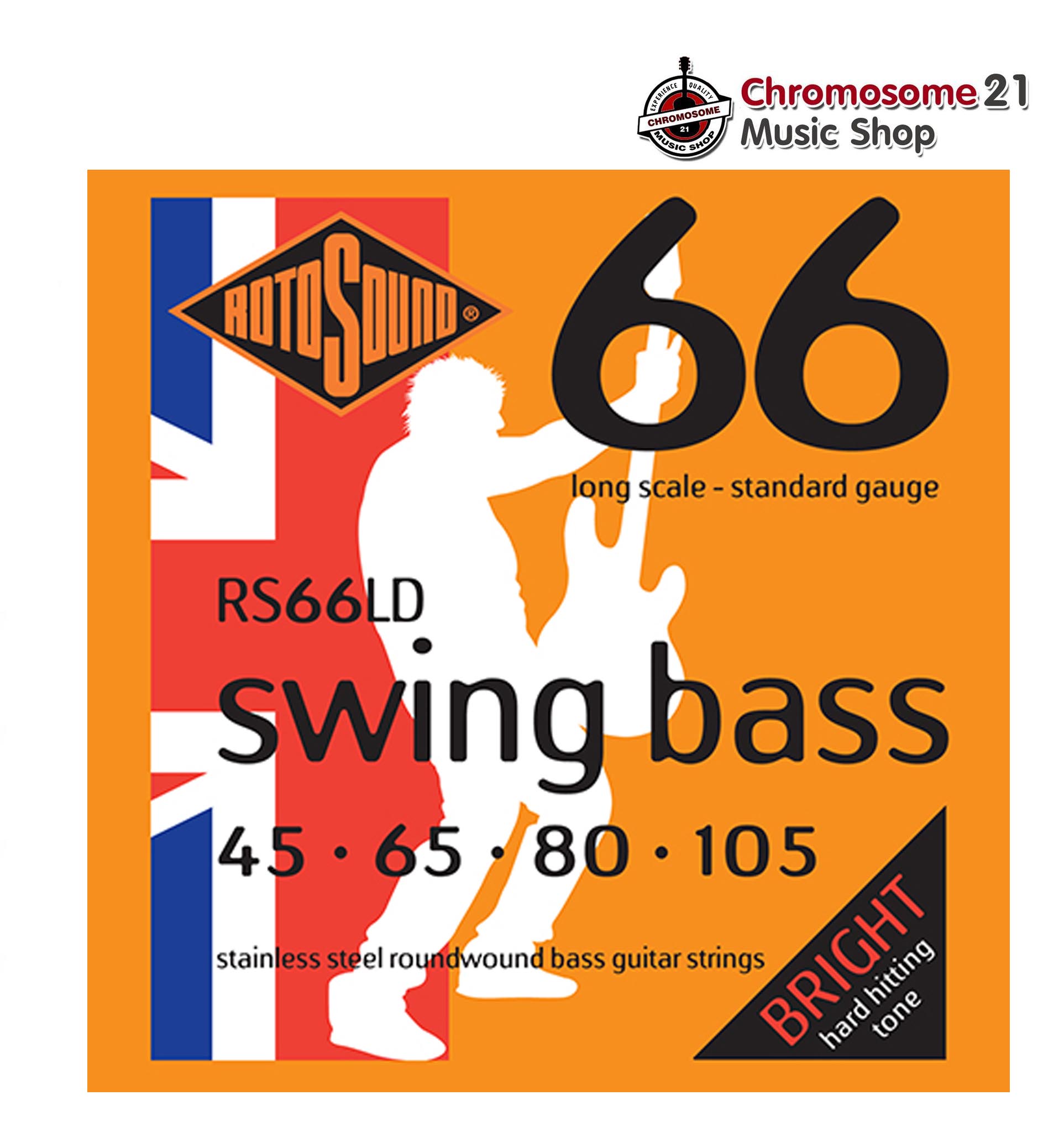 สายเบส Rotosound ชุด4 สาย ขนาด 45/105 Swing bass รุ่น RS66LD (Made in England)