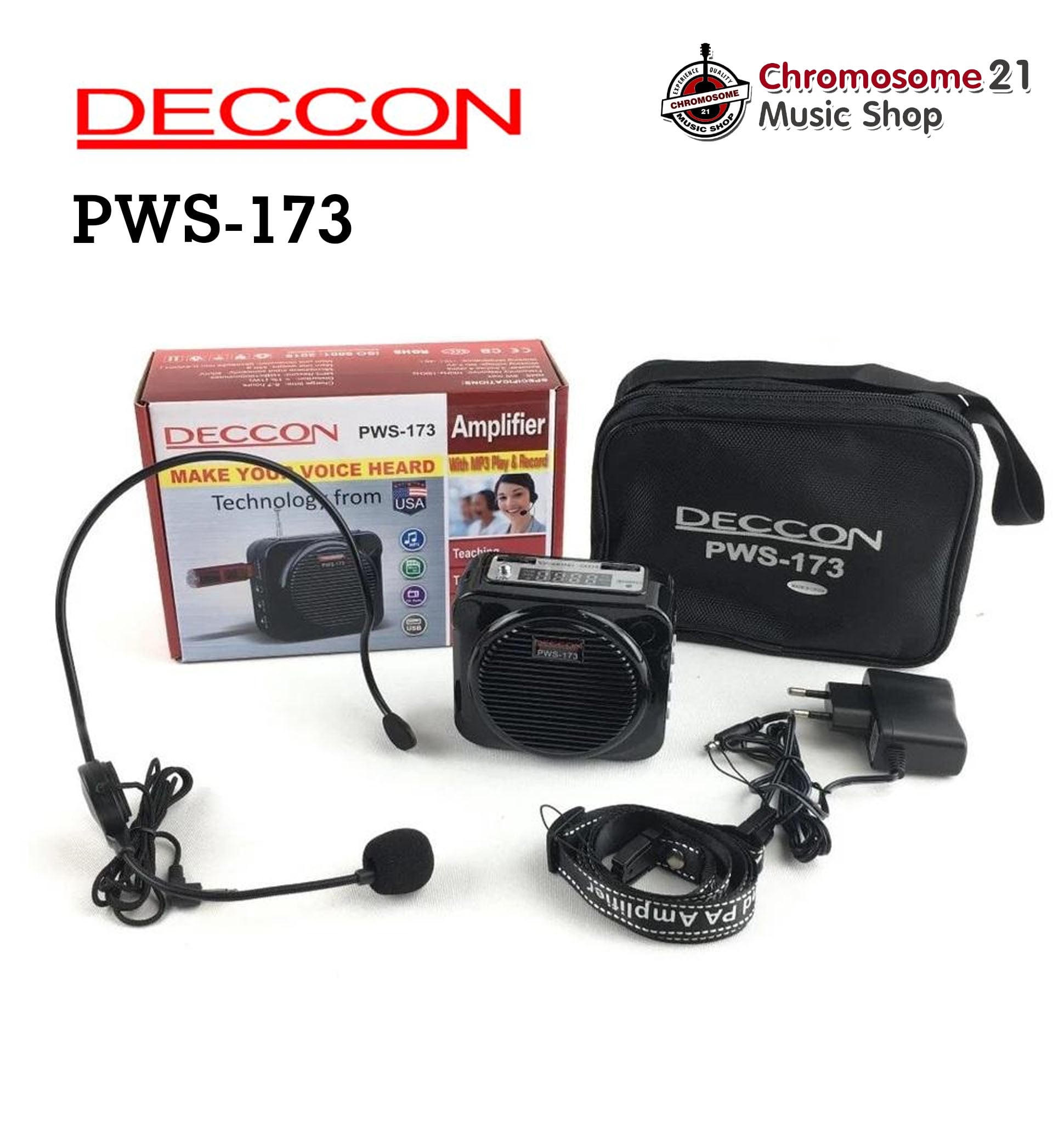 เครื่องเสียงคาดเอว เครื่องช่วยสอนแบบคาดเอวDECCON PWS-173 พร้อมไมค์คาดศรีษะ ชาร์จไฟได้ในตัว