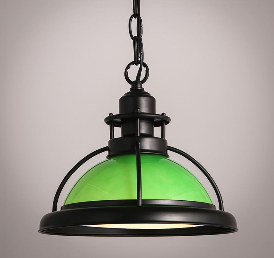 โคมไฟห้อยเพดาน American industrial retro เหล็กครอบแก้ว