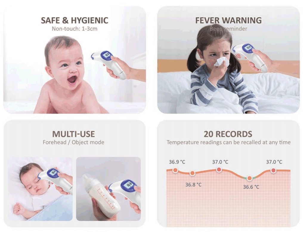 วัดไข้แบบอินฟราเรด (Forehead Thermometer) ยี่ห้อ Jumper รุ่น JPD-FR202