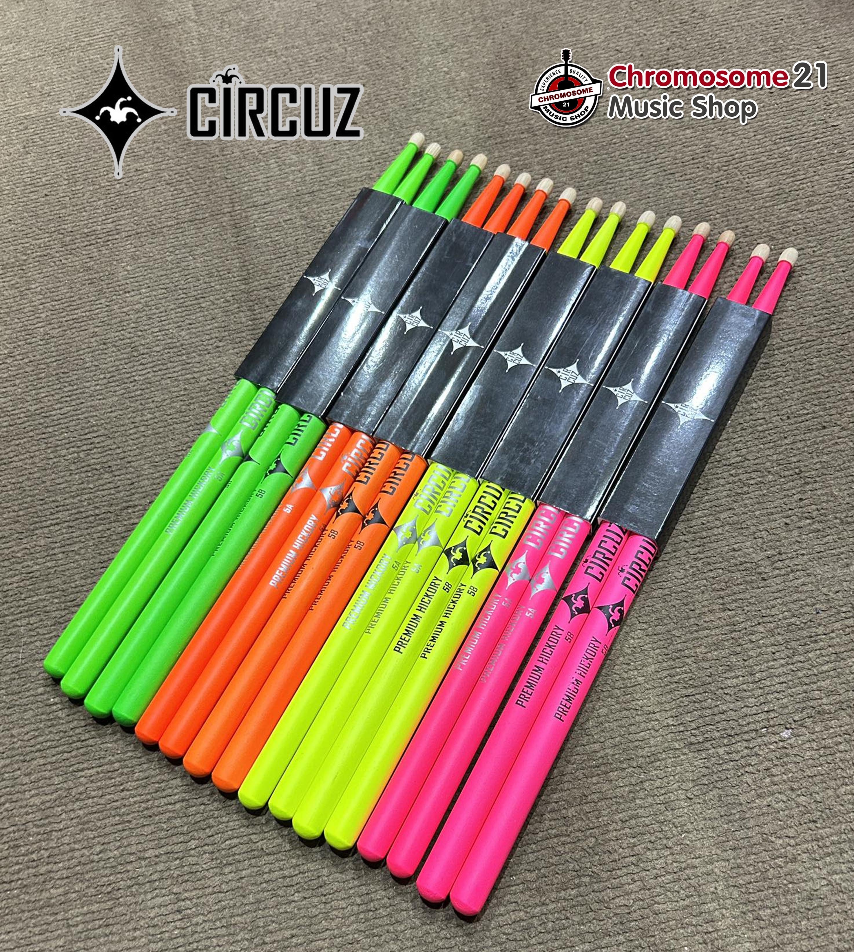 ไม้กลอง Circuz สีสะท้อนแสง ผลิตจากไม้ Amarican Hickory เกรด Premium