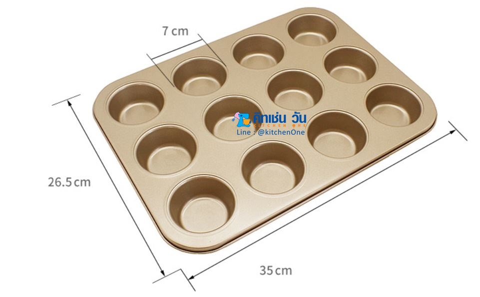 พิมพ์เทฟล่อน 12 หลุม กลม สีดำ อย่างดี non-stick ถาดอบขนม 12 หลุม สีดำ ถาดเทฟล่อนอบเค้ก พิมพ์คัพเค้ก พิมพ์มัฟฟิน พิมพ์อบขนม ถาดอบขนม