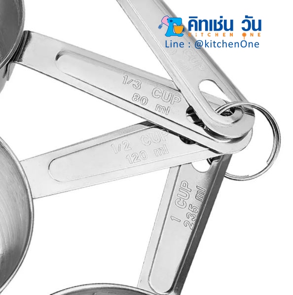 ถ้วยตวงสแตนเลสหนา 4 ชิ้น ด้ามยาว (ชุดถ้วยตวงสแตนเลส 4 ขนาด)
