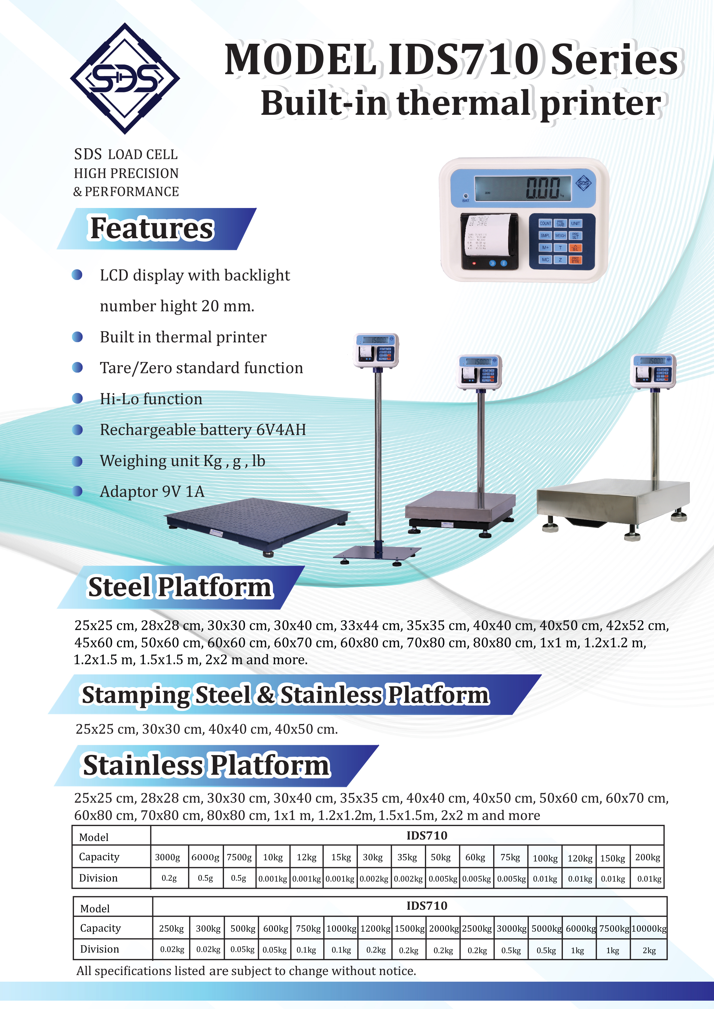เครื่องชั่งวางพื้น รุ่น IDS710 ยี่ห้อ SDS