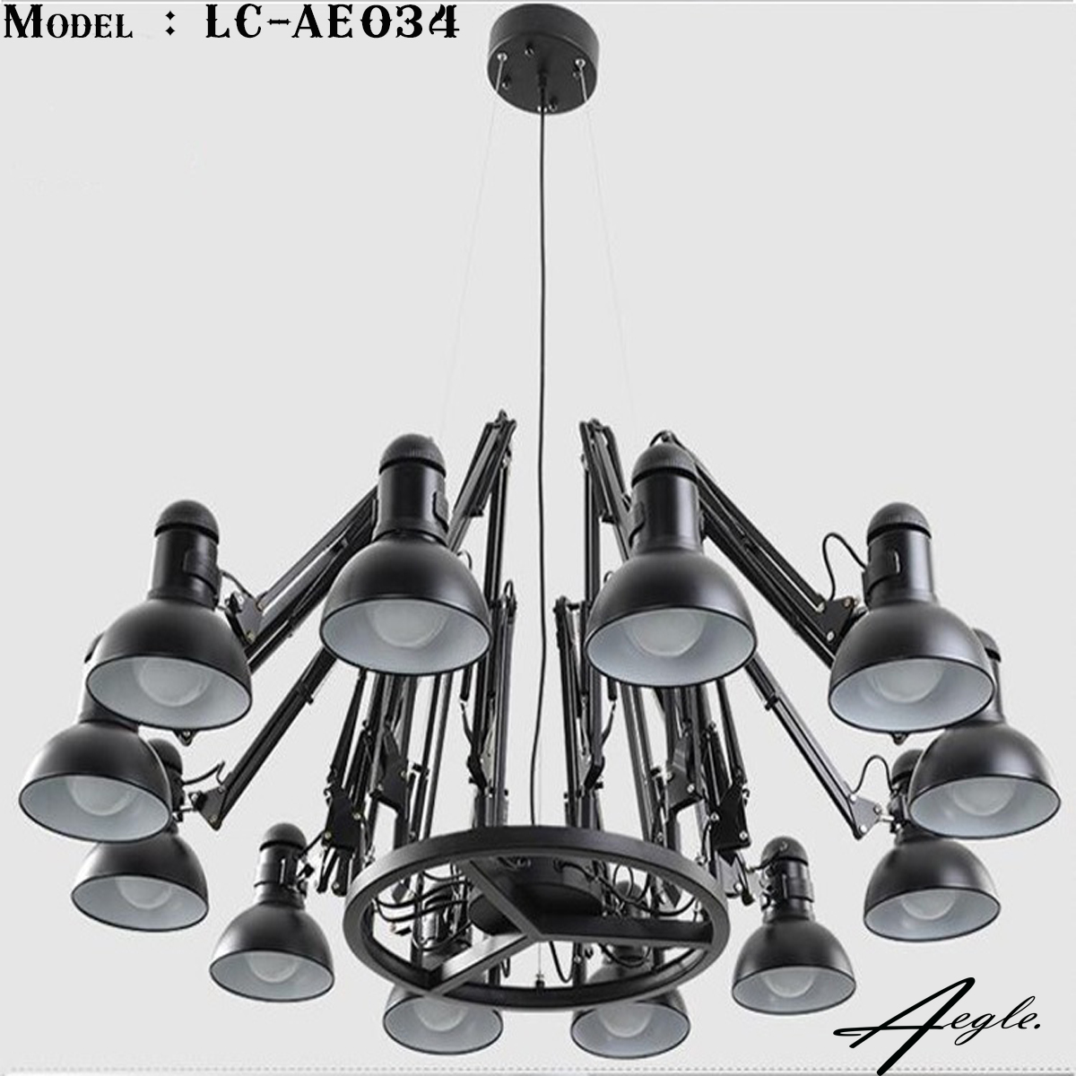 โคมไฟระย้าเหล็กทรงแมงมุม 12 ขา minimalist