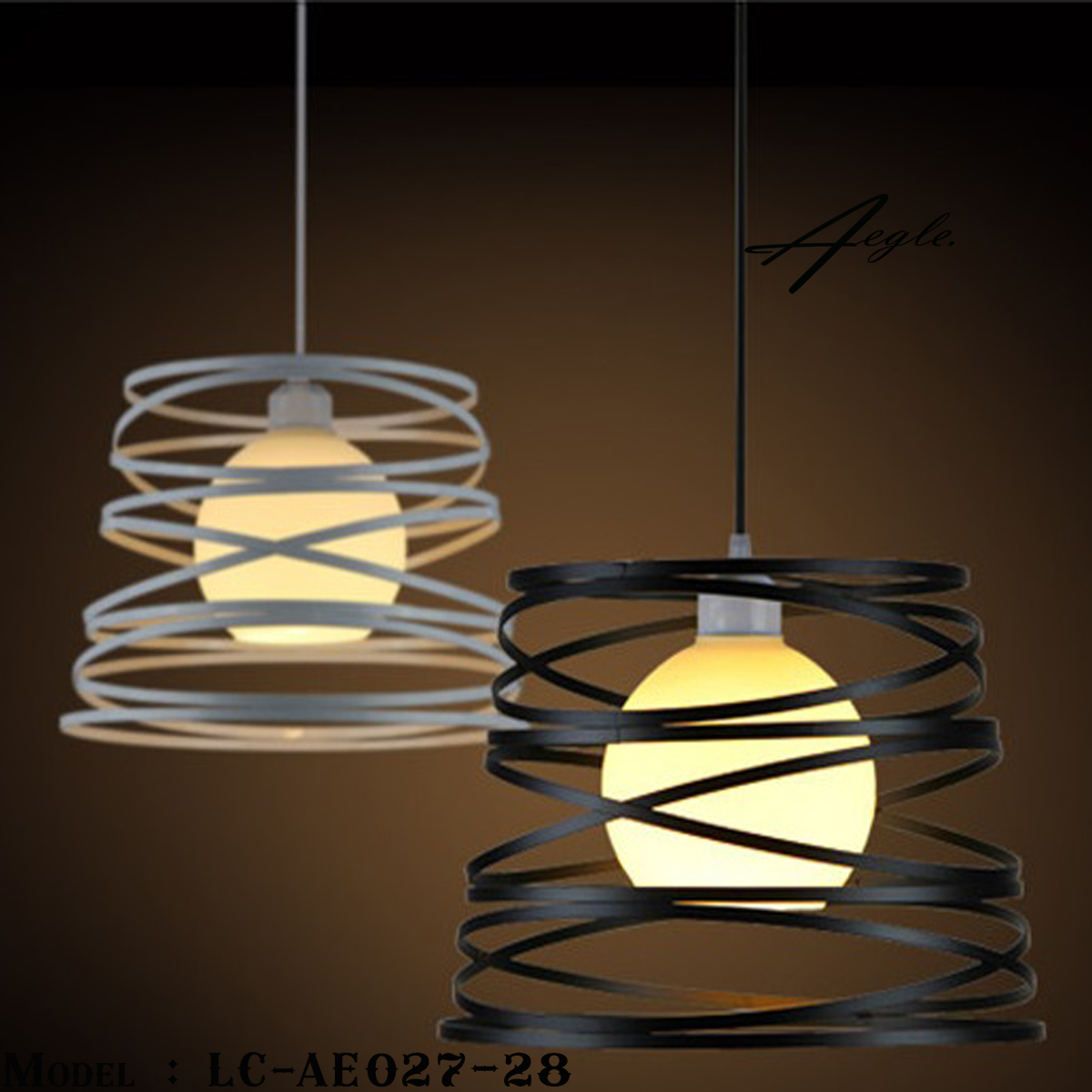 โคมไฟห้อยเพดานเหล็กดัดทรงสปริง