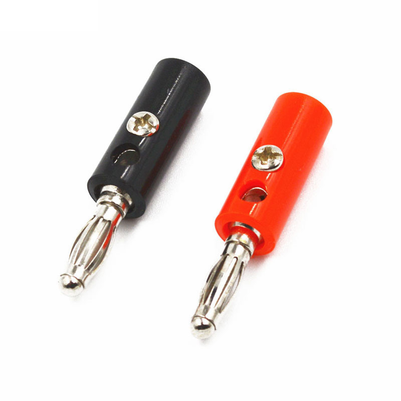 Banana plug 4MM jack terminal แจ็คปลั๊กกล้วย สีแดงดำตัวผู้ จำนวน 1 คู่