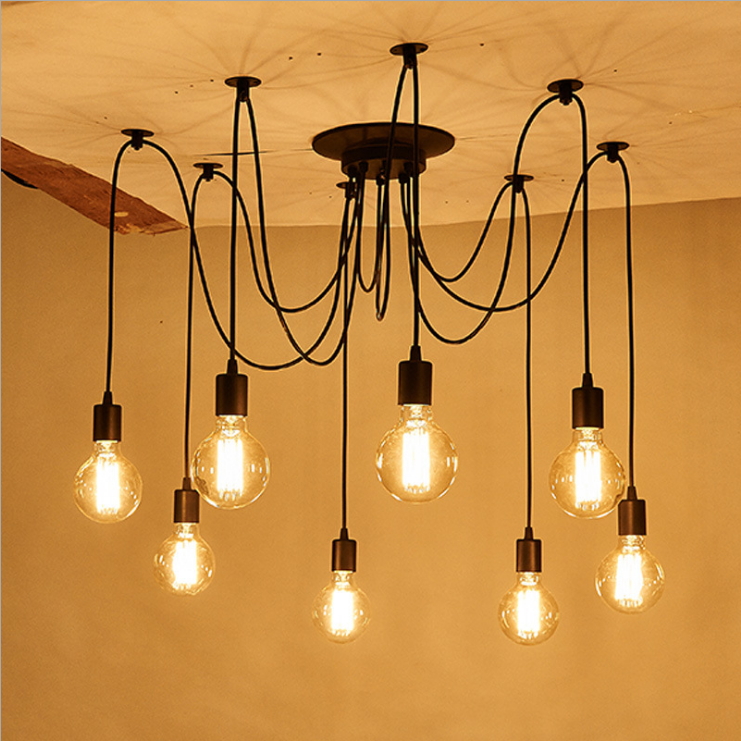 โคมไฟระย้าติดเพดาน สไตล์นอร์ดิกวินเทจ 8 หลอด