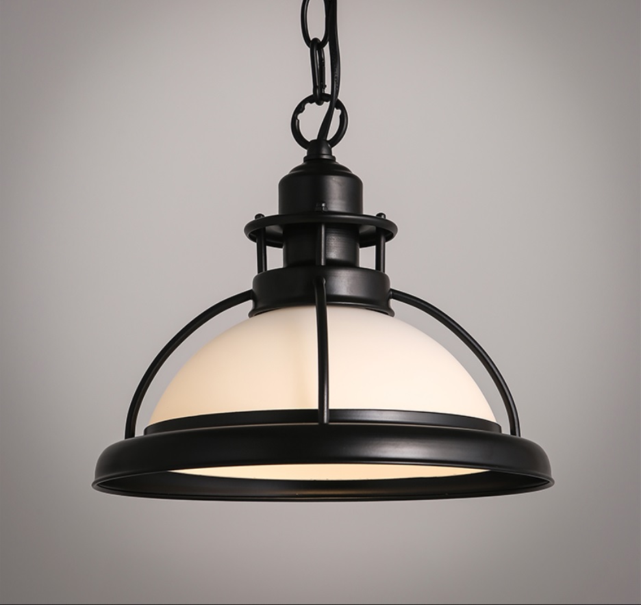 โคมไฟห้อยเพดาน American industrial retro เหล็กครอบแก้ว