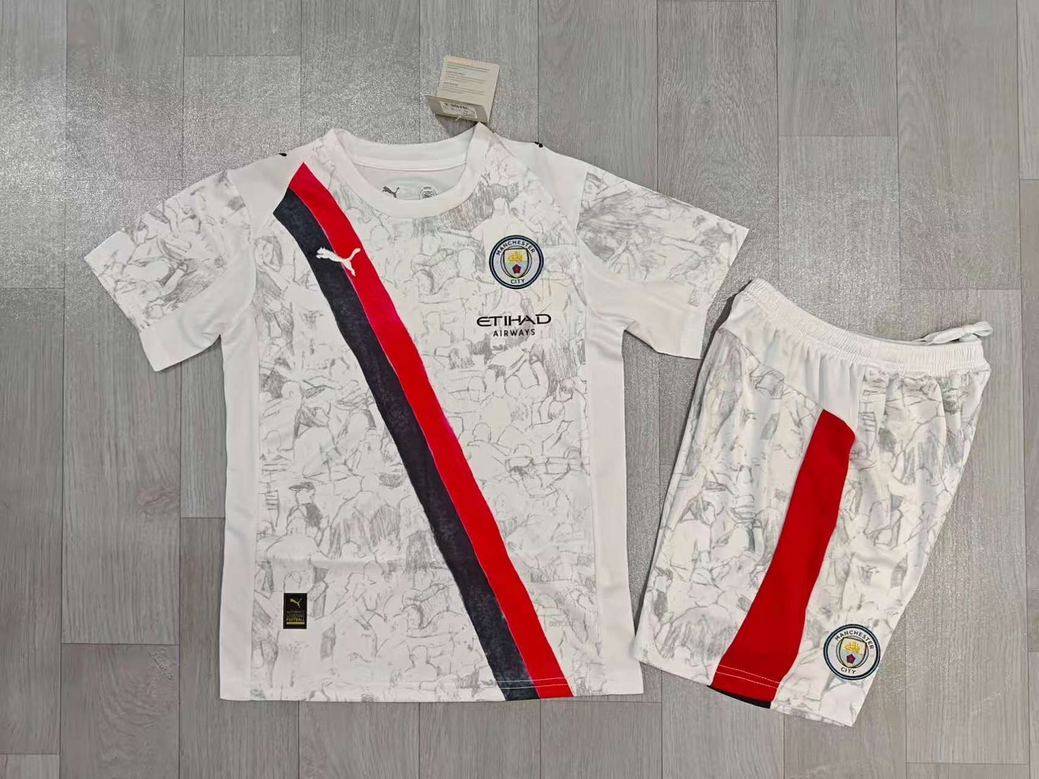 ชุดฟุตบอลเด็ก – 2025-26 ชุดฟุตบอลเด็กเเมนซิ สีขาว สำหรับเด็ก Fans Edition เกรดแฟนบอล Size 18-28