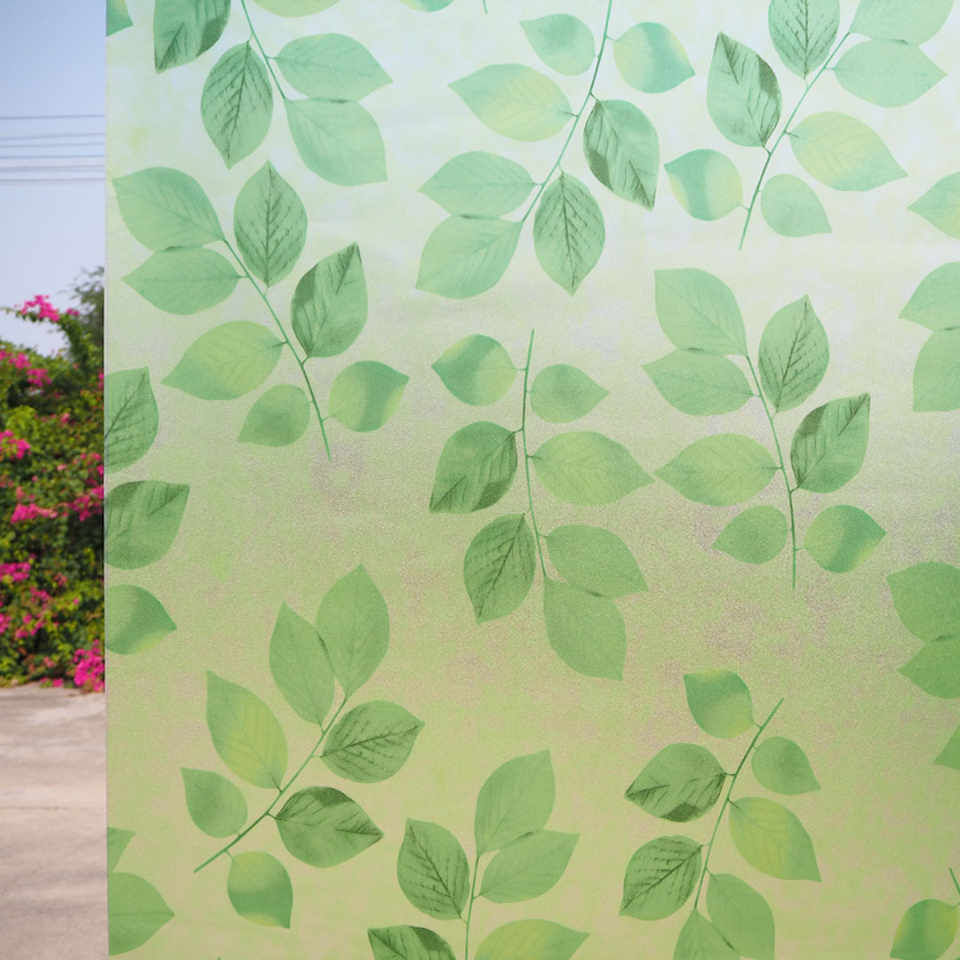 ฟิล์มติดกระจก สูญญากาศ ลายใบไม้ ขาวขุ่น (SVK-P086) ตัดขายเป็นเมตร ฟิล์มติดกระจก บังตา กันUV ลดความร้อน PVC ไม่มีกาว ลอกแล้วติดใหม่ได้ ติดหน้าต่าง นำเข้าจากเกาหลี