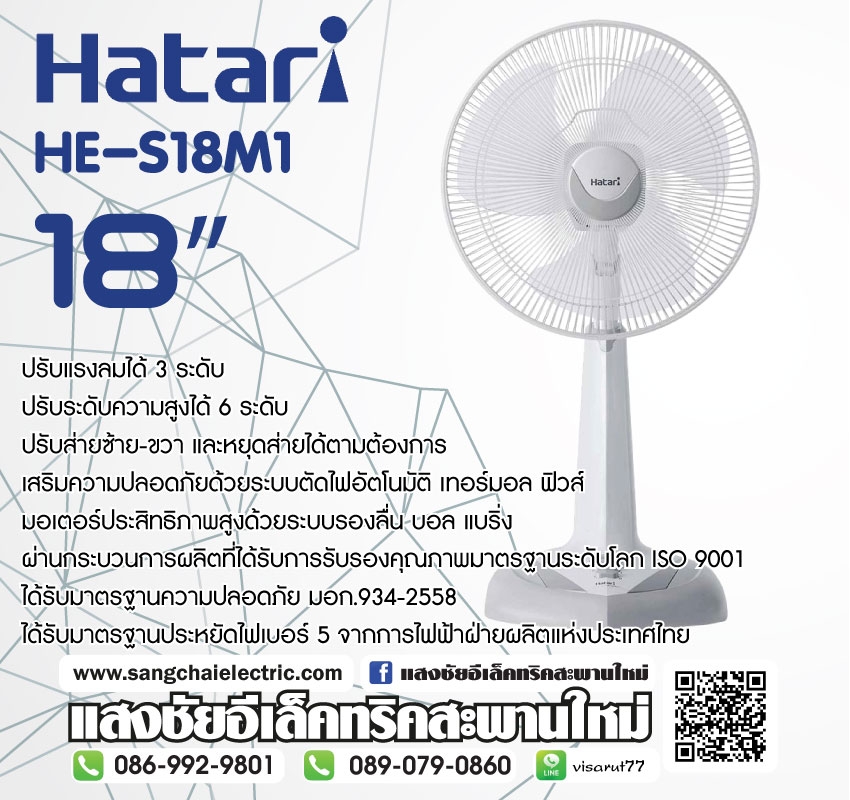 พัดลม Hatari HE-S18M1