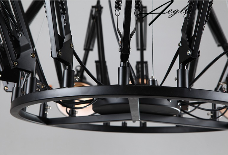 โคมไฟระย้าเหล็กทรงแมงมุม 12 ขา minimalist