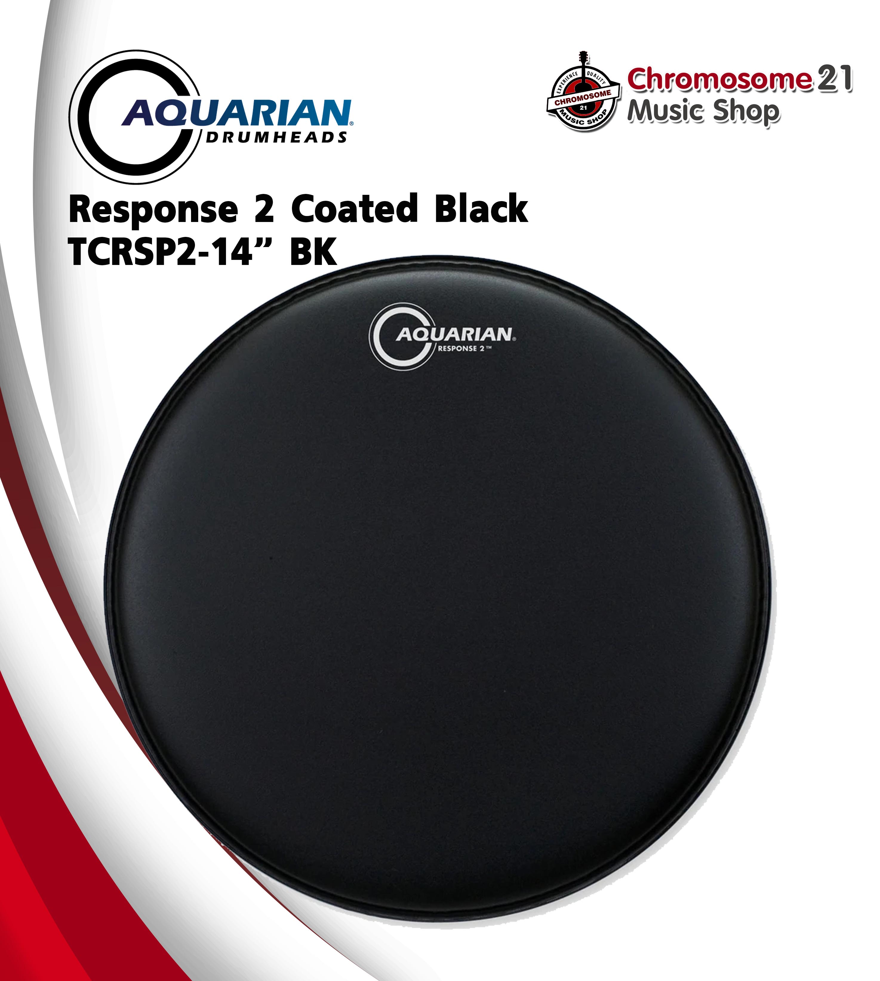 หนังกลองสแนร์ Aquarian รุ่น Response 2 Coated Black TCRSP2-14BK