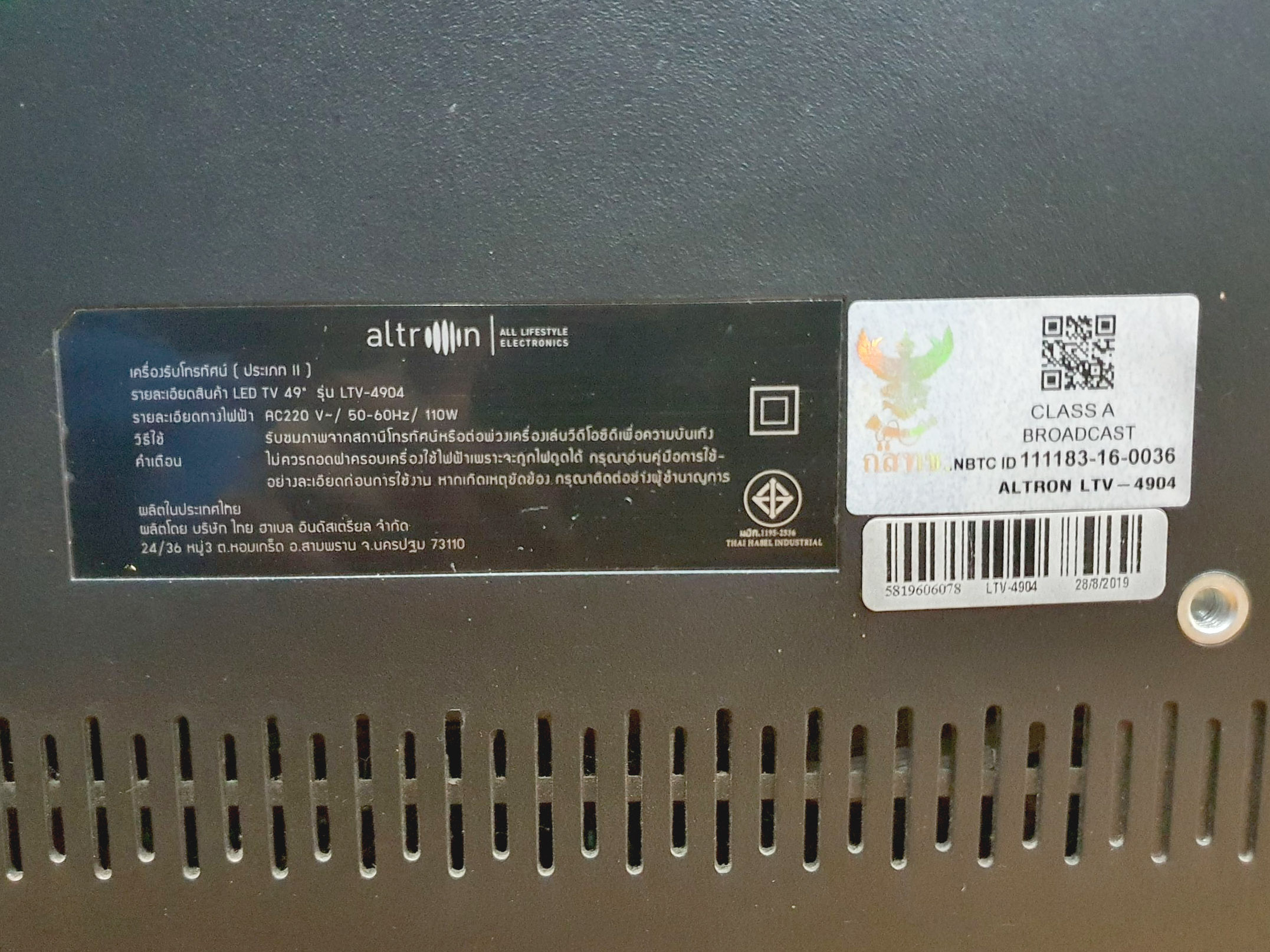 ALTRON UHD LED 49",4K รุ่น LTV-4904