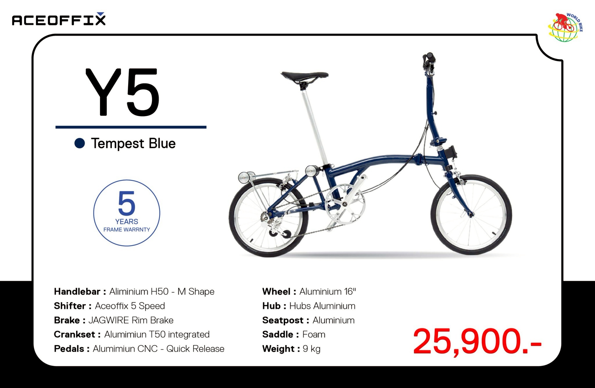 จักรยานพับได้ ACEOFFIX รุ่น Y5