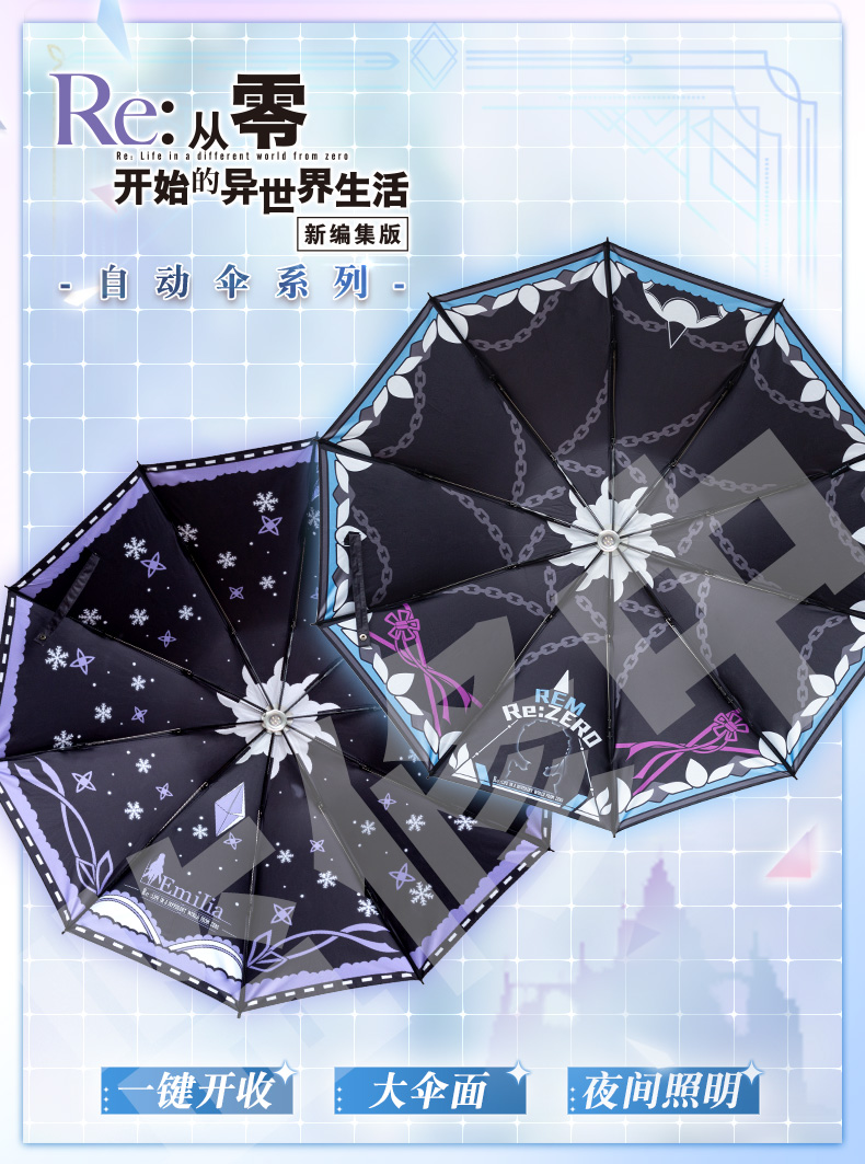 Pre - ร่มลาย Re:ZERO ร่มแบบพับ ร่มพกพา REM เอมิเลีย