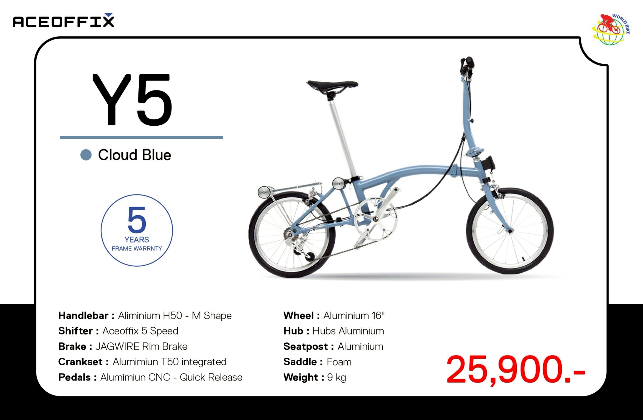 จักรยานพับได้ ACEOFFIX รุ่น Y5