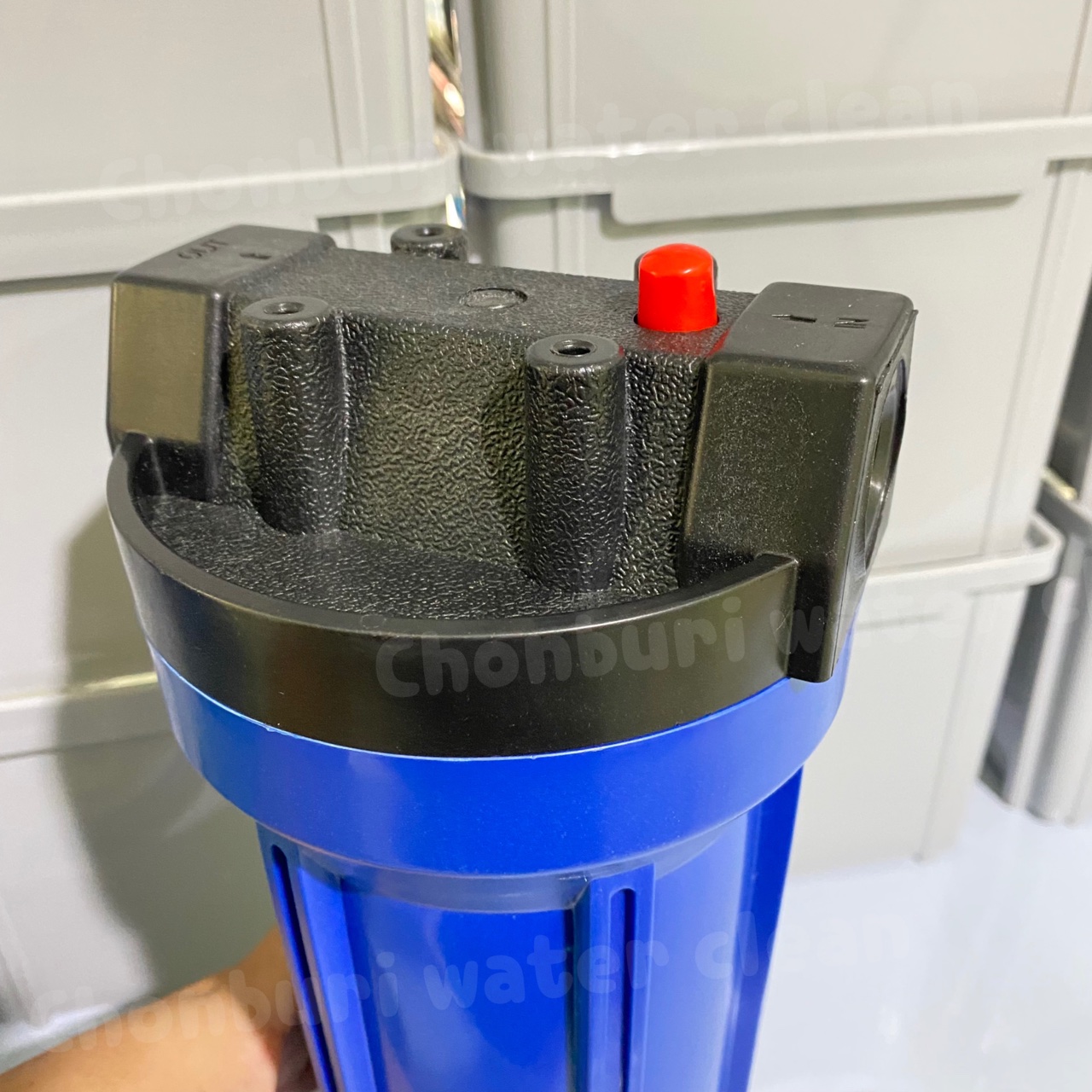 กระบอกกรองน้ำ HDK Housing 10นิ้ว สีน้ำเงิน ทางน้ำเข้าออก 4 หุน