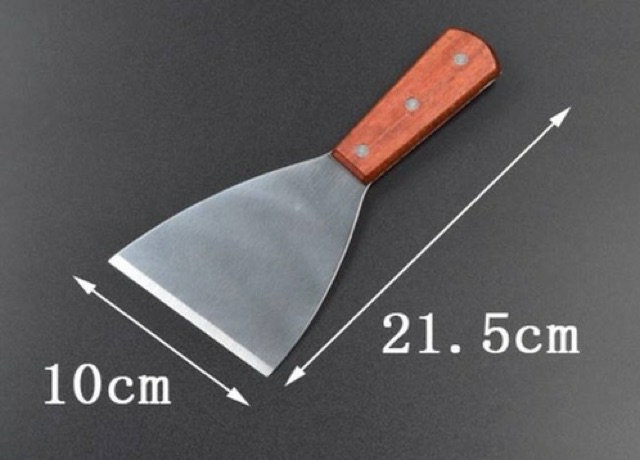 เกรียงสแตนเลสด้ามไม้ ที่แซะ ตะหลิวเทปันยากิญี่ปุ่น เกรียงทำอาหาร เกรียงด้ามไม้ ขนาด 10ซม ที่แซะขนม