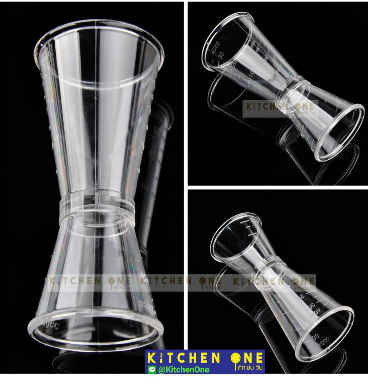 จิ๊กเกอร์พลาสติก 20-40 cc ถ้วยตวงพลาสติก 2ด้าน Jigger ตวงค็อกเทล ตวงน้ำหวาน ตวงเหล้า อุปกรณ์ชานมไข่มุก บาร์น้ำ ชงกาแฟ