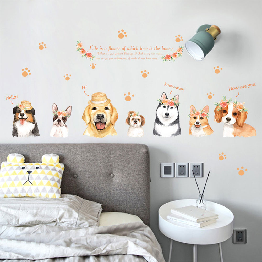 สติ๊กเกอร์ตกแต่ง DIY ลาย สุนัข (SK-7162) ติดผนัง กระจก ตู้ ประตู ติดฉากไลฟ์สด สำหรับตกแต่งห้องนอน/ห้องนั่งเล่น/ห้องน้ำ/ห้องรับประทานอาหาร/ห้องครัว สติ๊กเกอร์ติดผนัง