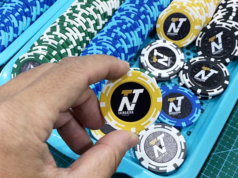 บริการพิมพ์โลโก้พร้อมชื่อ บนเหรียญ ชิฟ คาสิโน Casino หน้า-หลัง