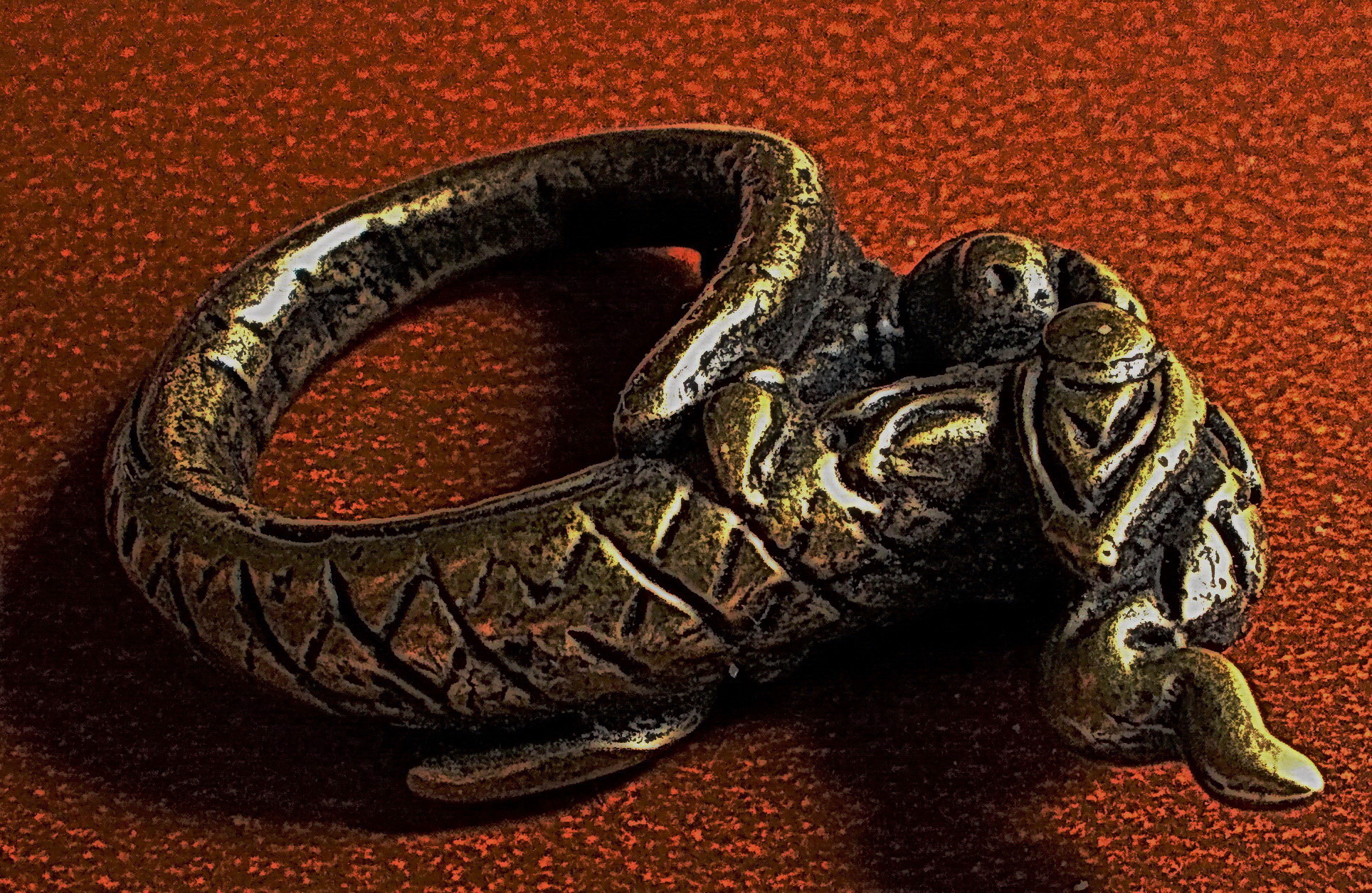 แหวนหัวพญานาคโบราณ เนื้อสัมฤทธิ์เงิน #lnw154